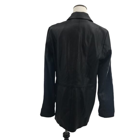 Travelsmith Black Leather Tie Waist Jacket - Picture 8 of 10
